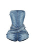Lose Control Washed Denim Tube Romper